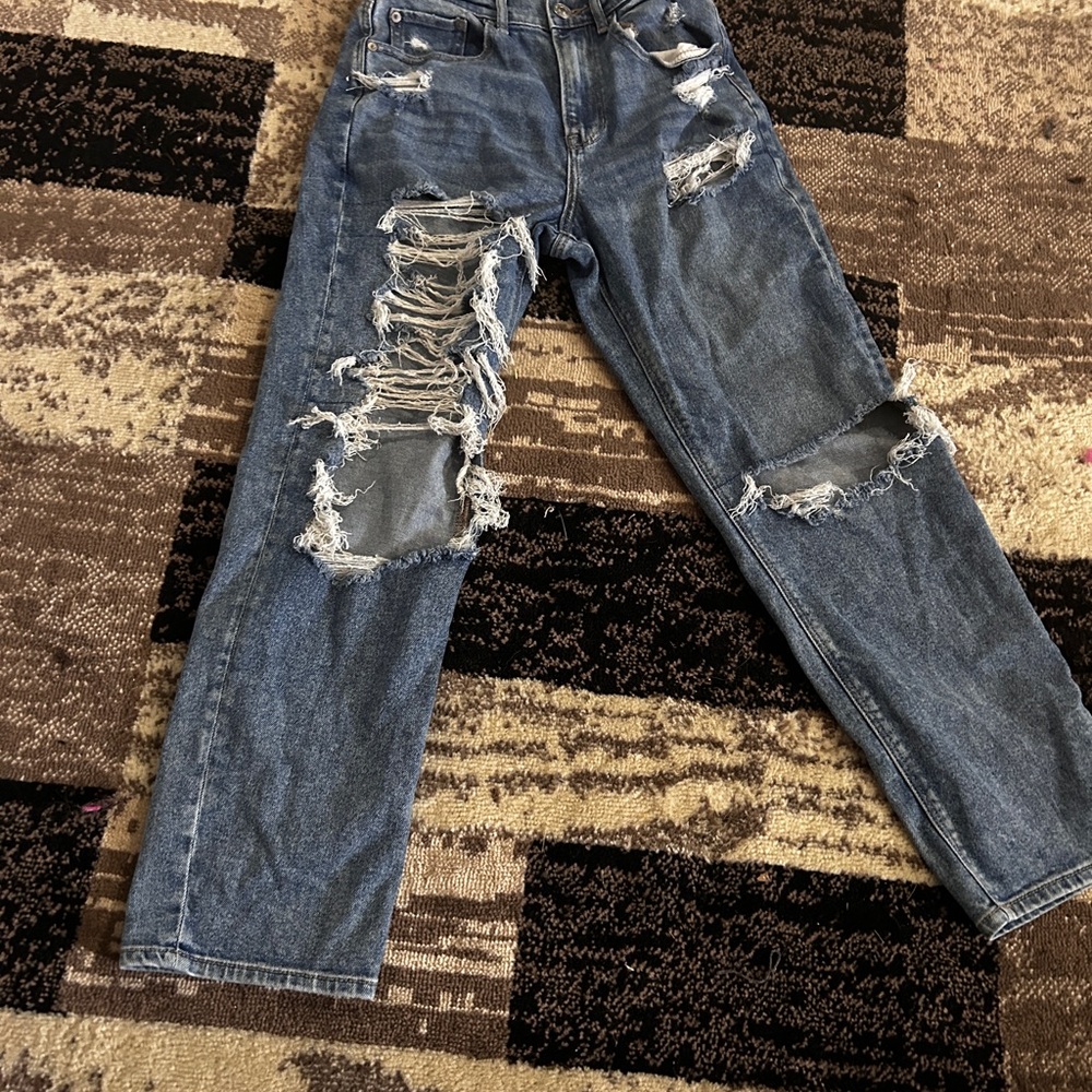 Distressed Blue Jeans